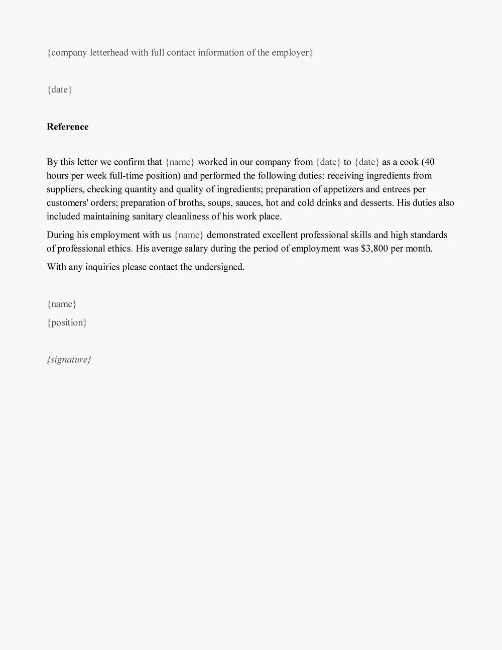 Reference Letter Template From Employer from www.lptoronto.com